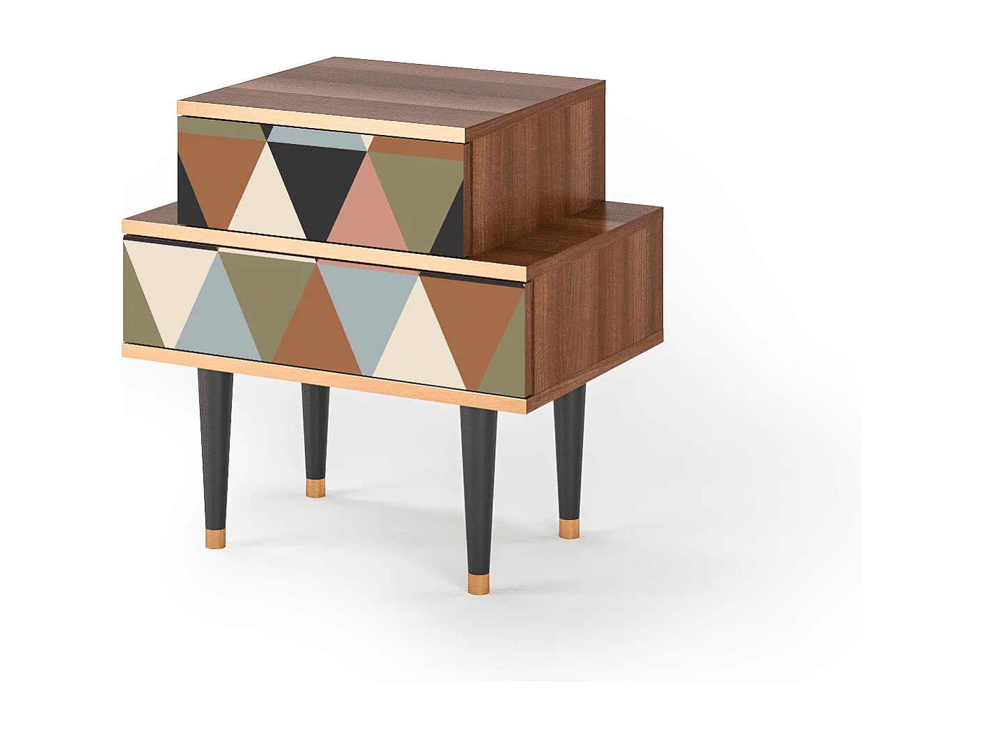 Stolik nocny - 58х58х41 cm - NS1 - Royal Triangles, Orzech