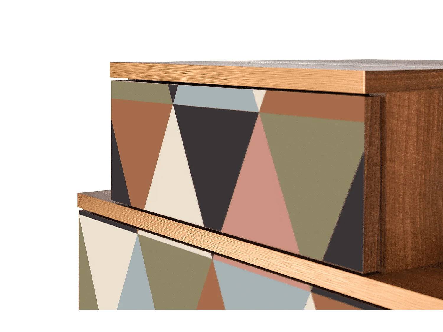 Stolik nocny - 58х58х41 cm - NS1 - Royal Triangles, Orzech