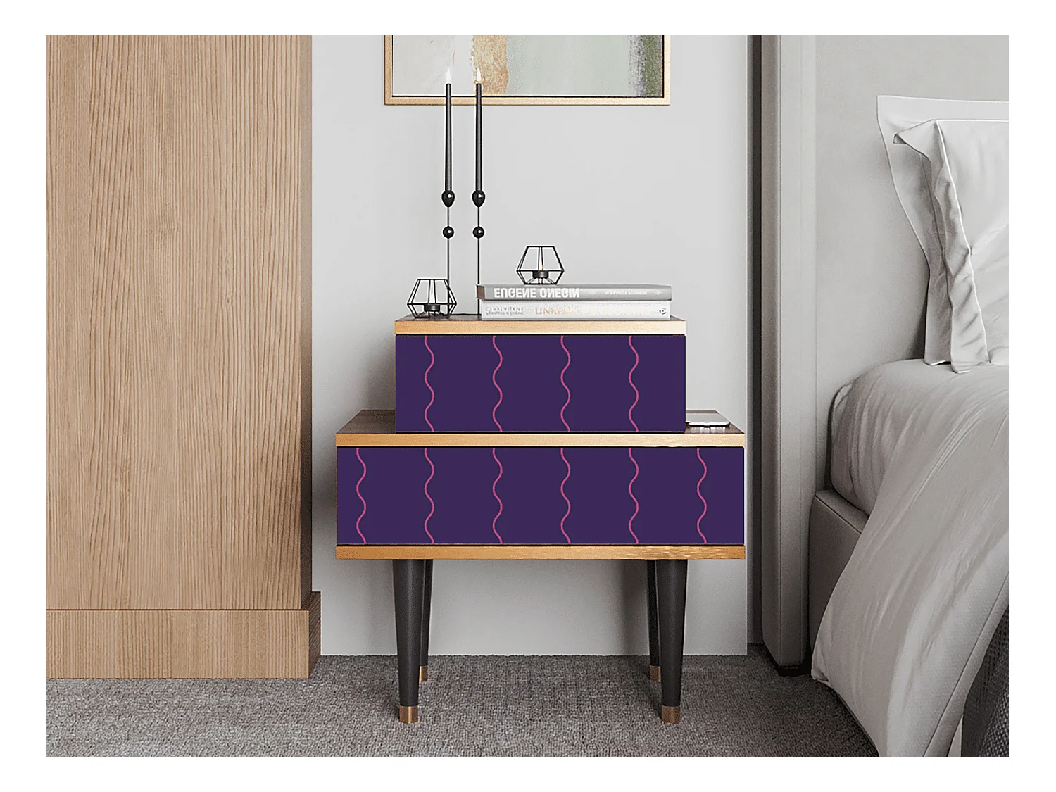 Comodino - 58х58х41 cm - NS1 - Grape Maccaroni, Noce