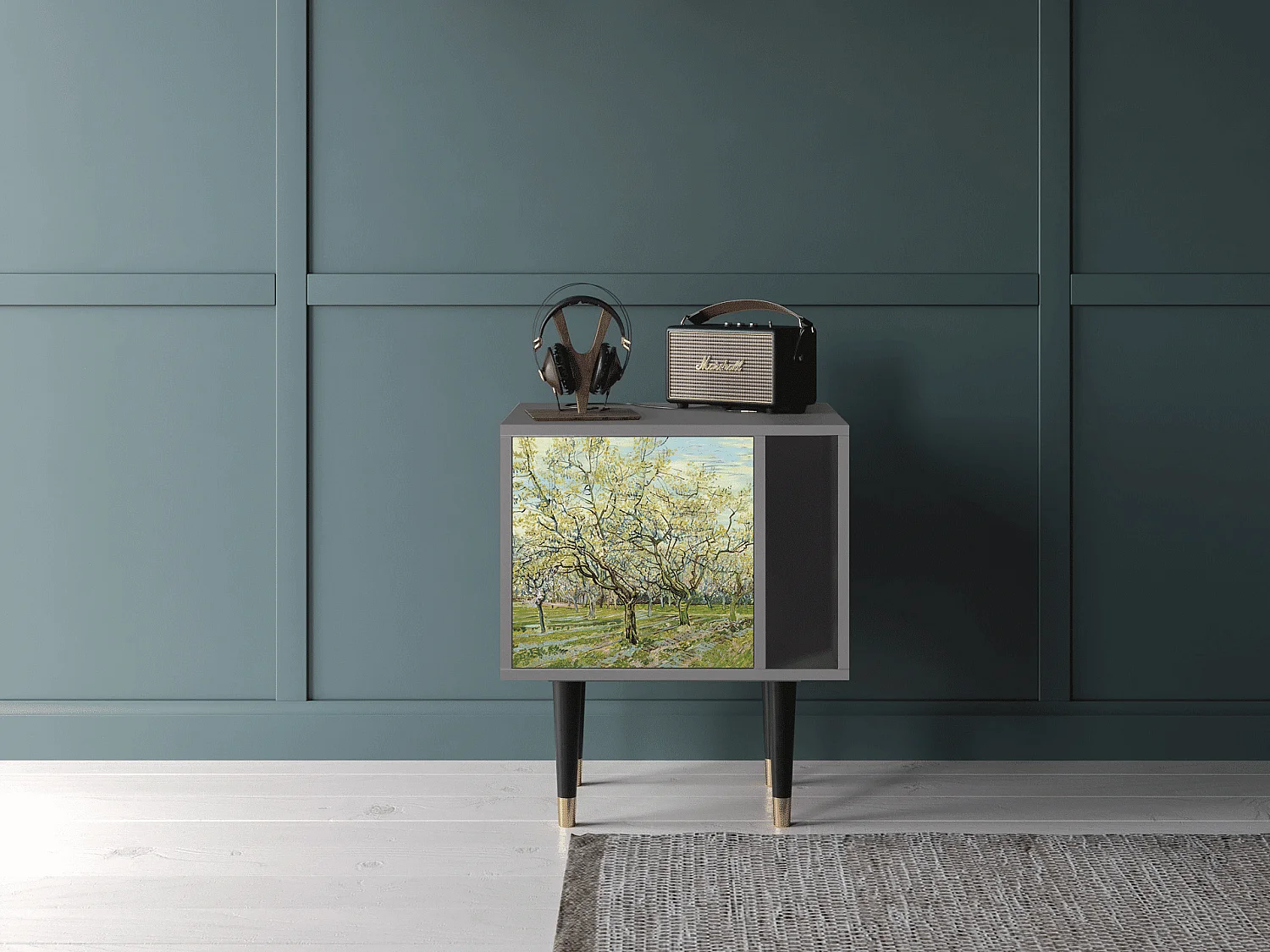 Stolik nocny - 57х69х48 cm - S2 - The Biały Orchard, Szary