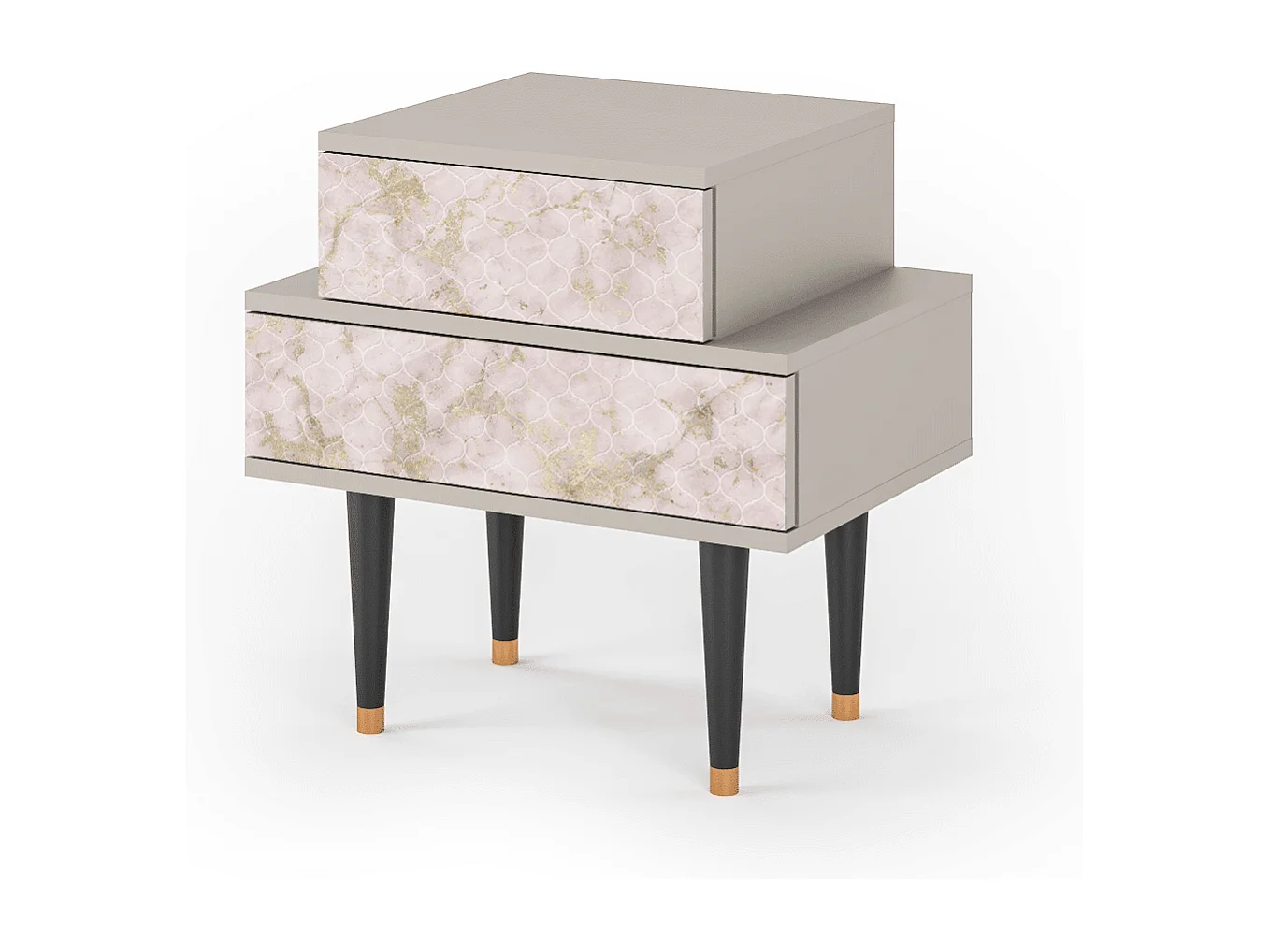 Stolik nocny - 58х58х41 cm - NS1 - Dirty Roses, Piaskowy