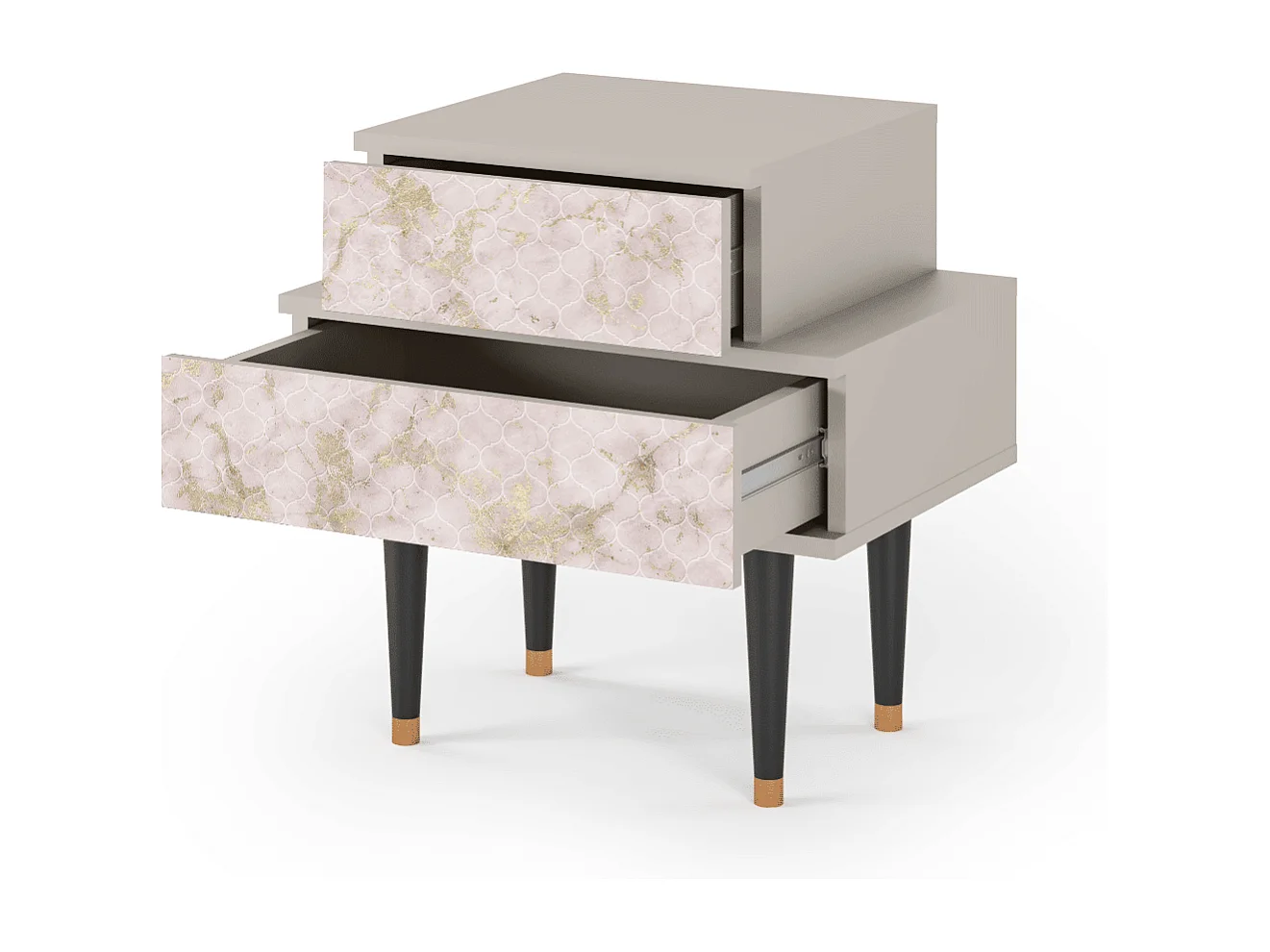 Stolik nocny - 58х58х41 cm - NS1 - Dirty Roses, Piaskowy