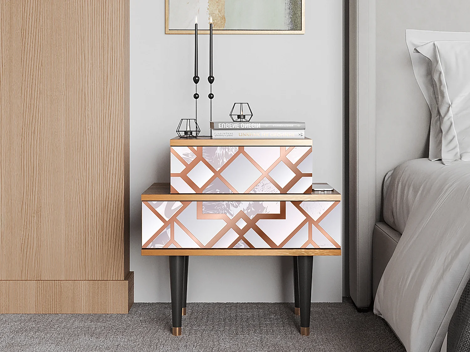 Table de nuit - 58х58х41 cm - NS1 - Pastel Fairytale, Noyer