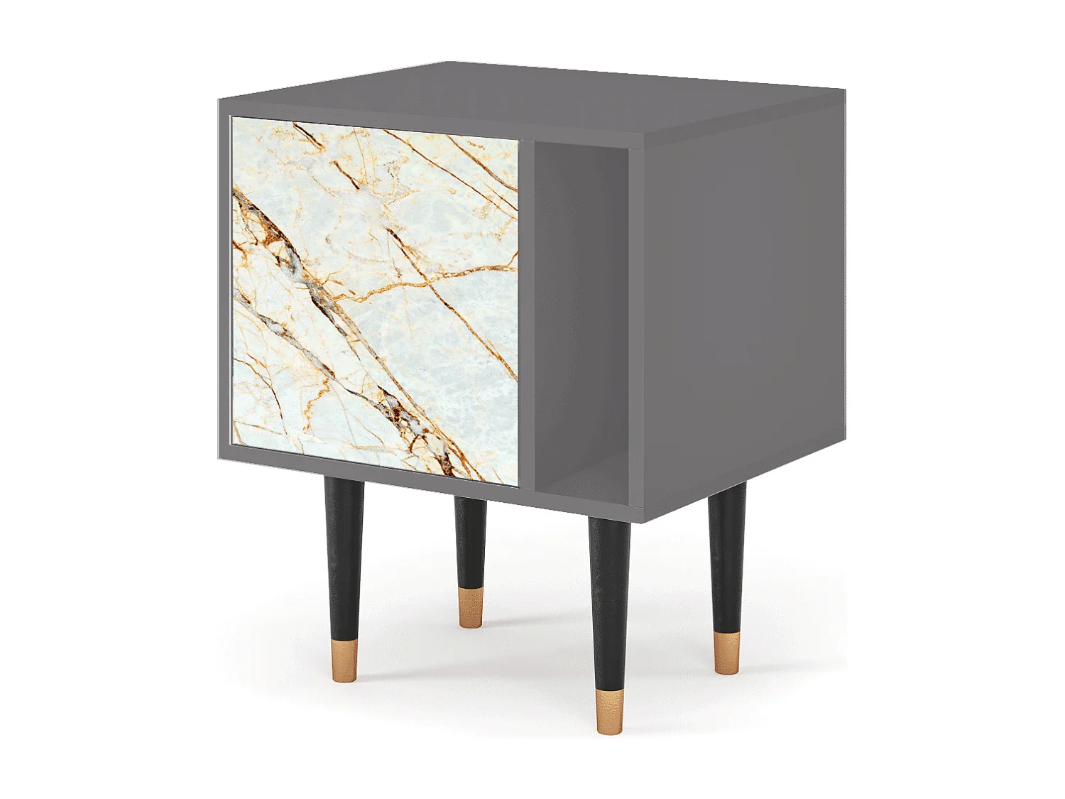 Stolik nocny - 57х69х48 cm - S2 - Piaskowyy Marble, Szary