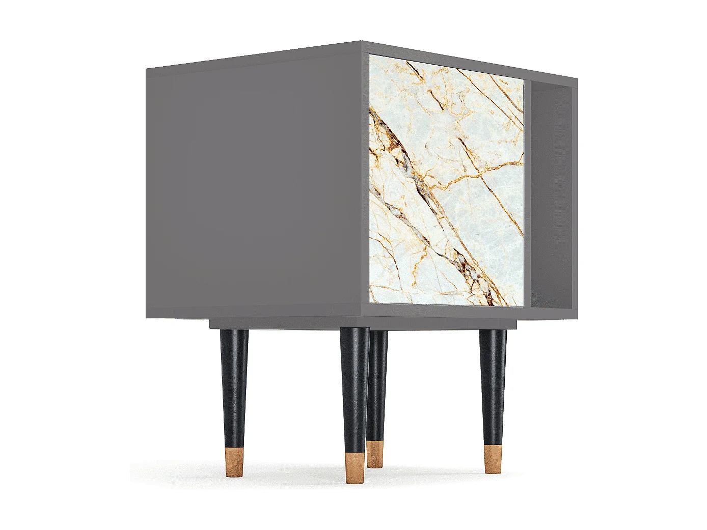 Stolik nocny - 57х69х48 cm - S2 - Piaskowyy Marble, Szary