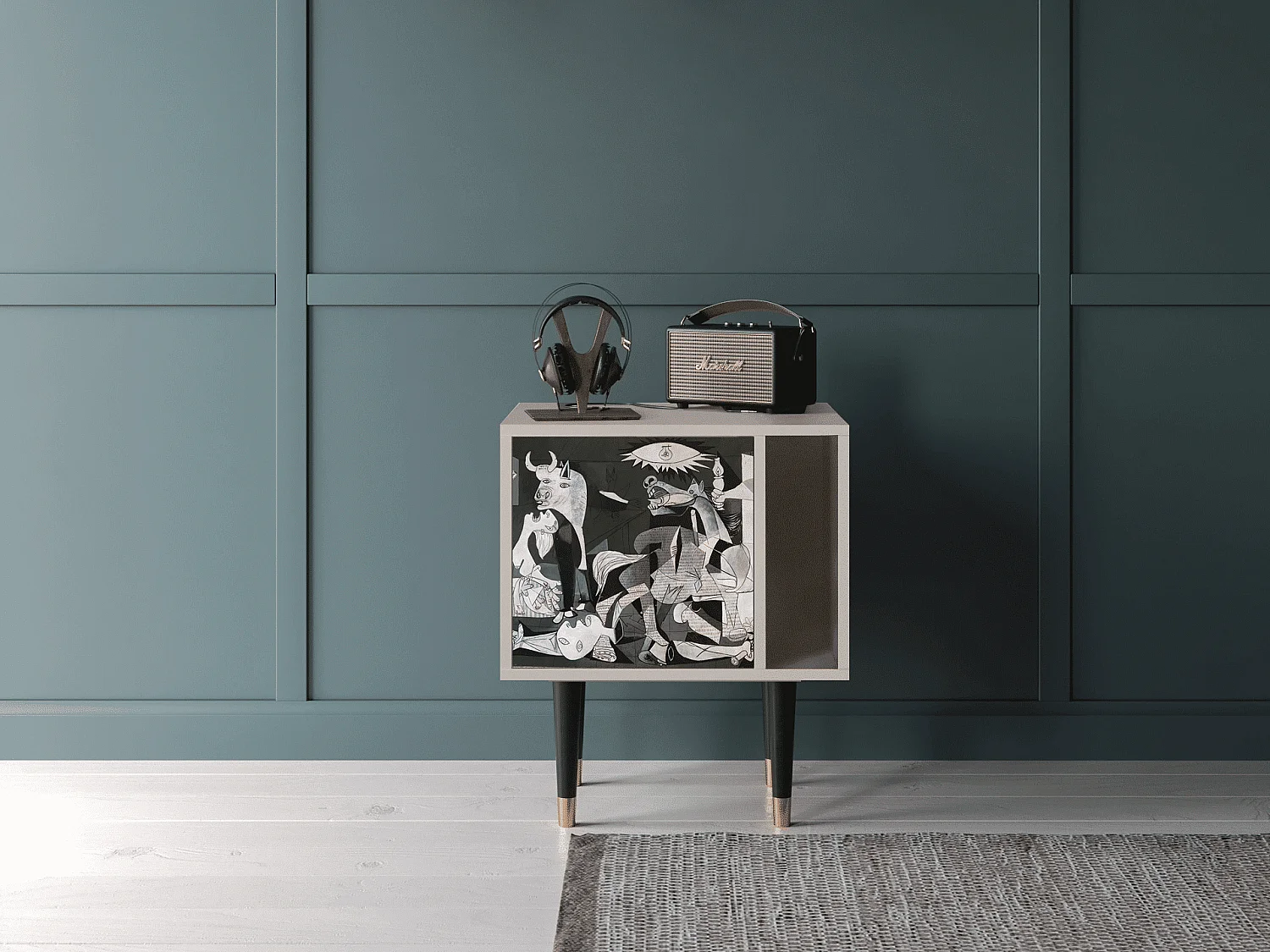 Stolik nocny - 57х69х48 cm - S2 - Guernica by Picasso, Piaskowy