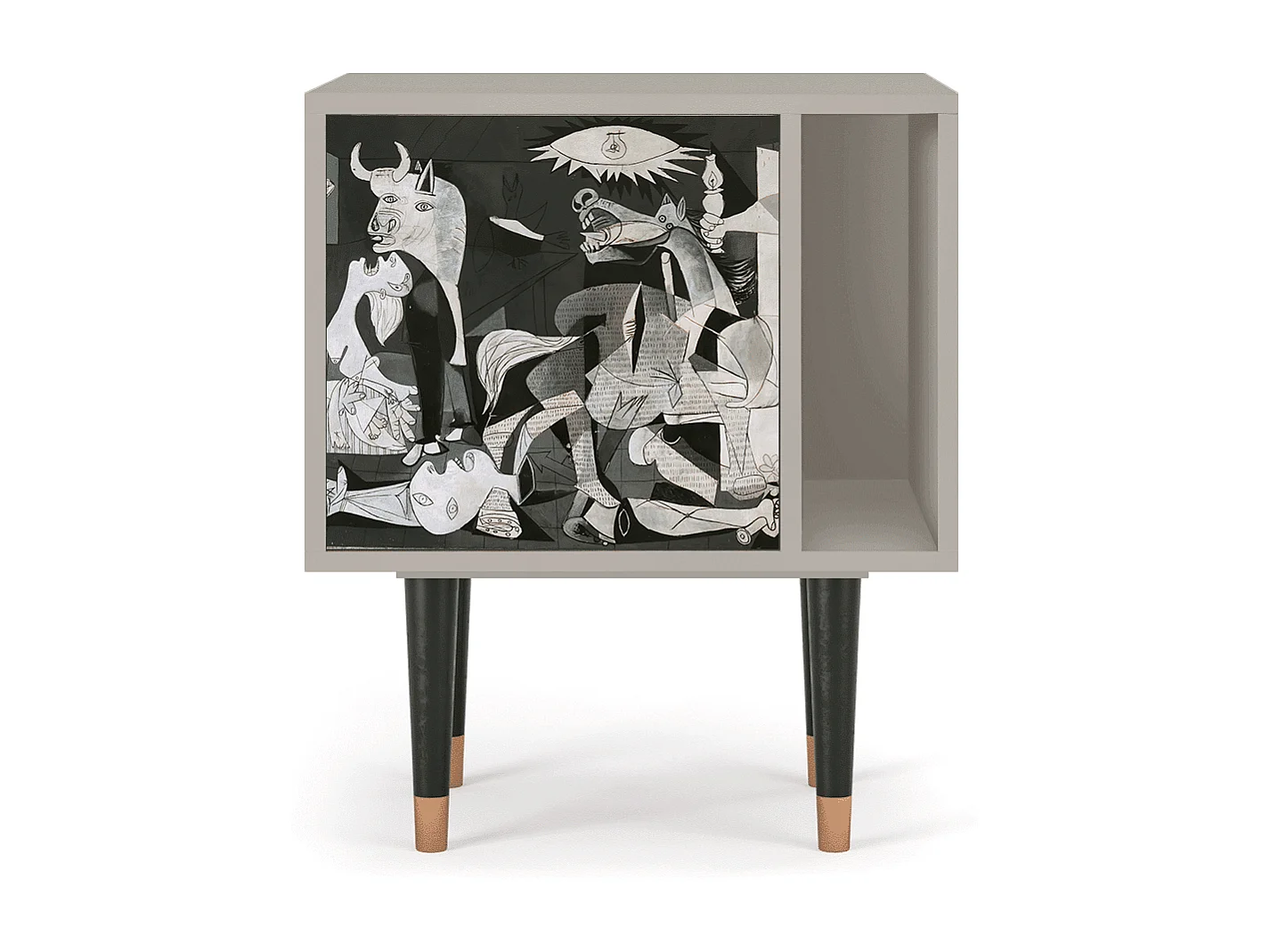Stolik nocny - 57х69х48 cm - S2 - Guernica by Picasso, Piaskowy