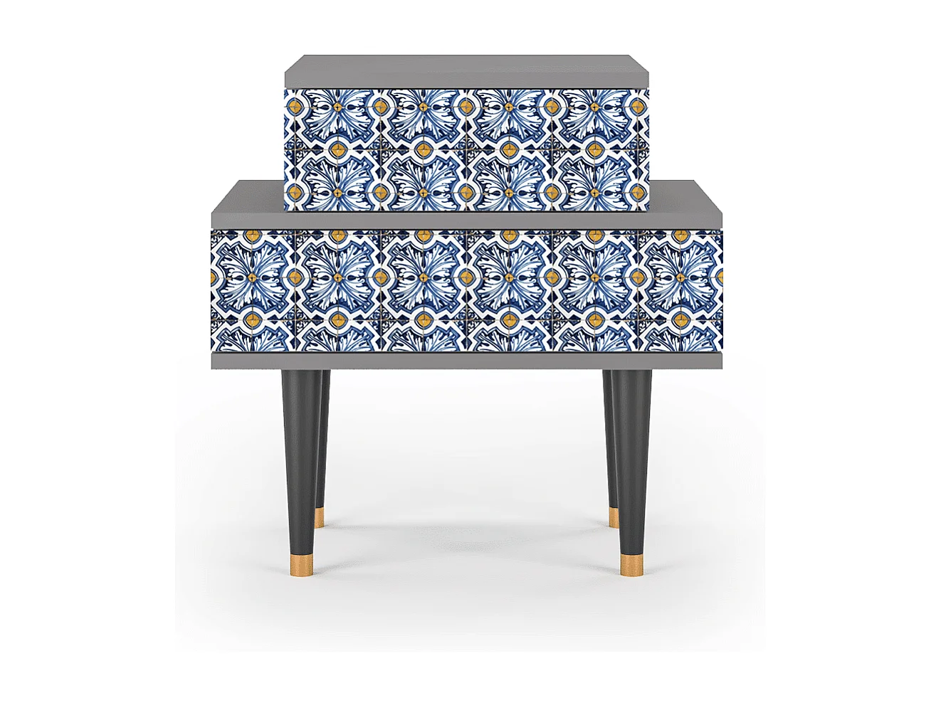 Stolik nocny - 58х58х41 cm - NS1 - Lovely Cornflowers, Szary