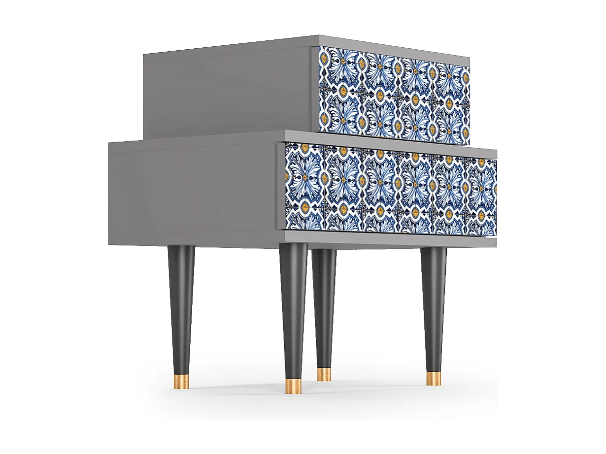 Stolik nocny - 58х58х41 cm - NS1 - Lovely Cornflowers, Szary