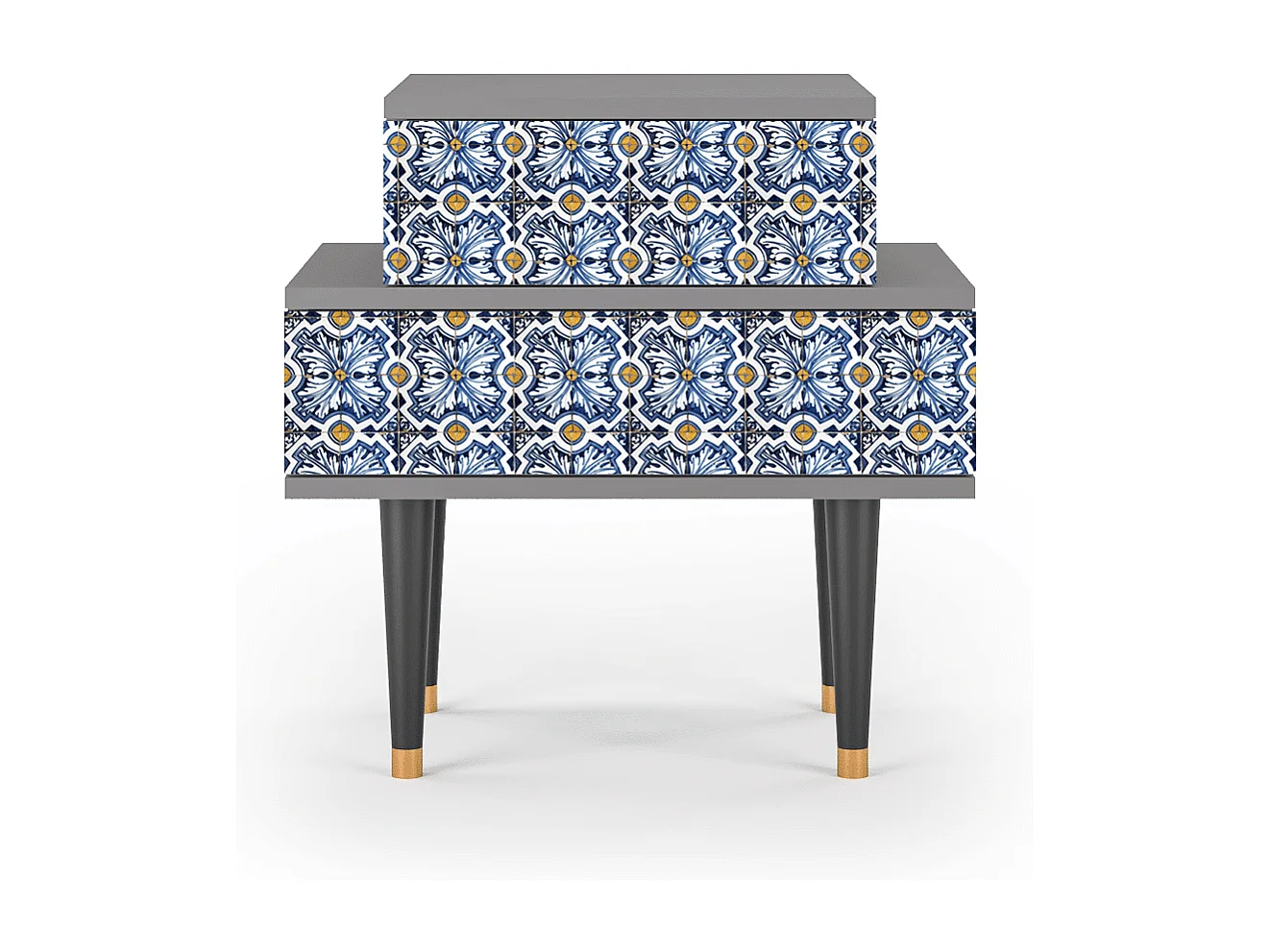 Stolik nocny - 58х58х41 cm - NS1 - Lovely Cornflowers, Szary