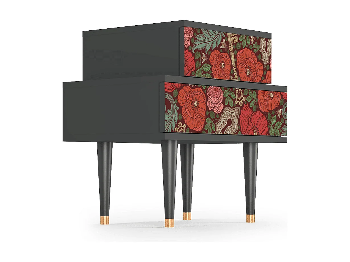 Stolik nocny - 58х58х41 cm - NS1 - Poppy Garden, Antracyt