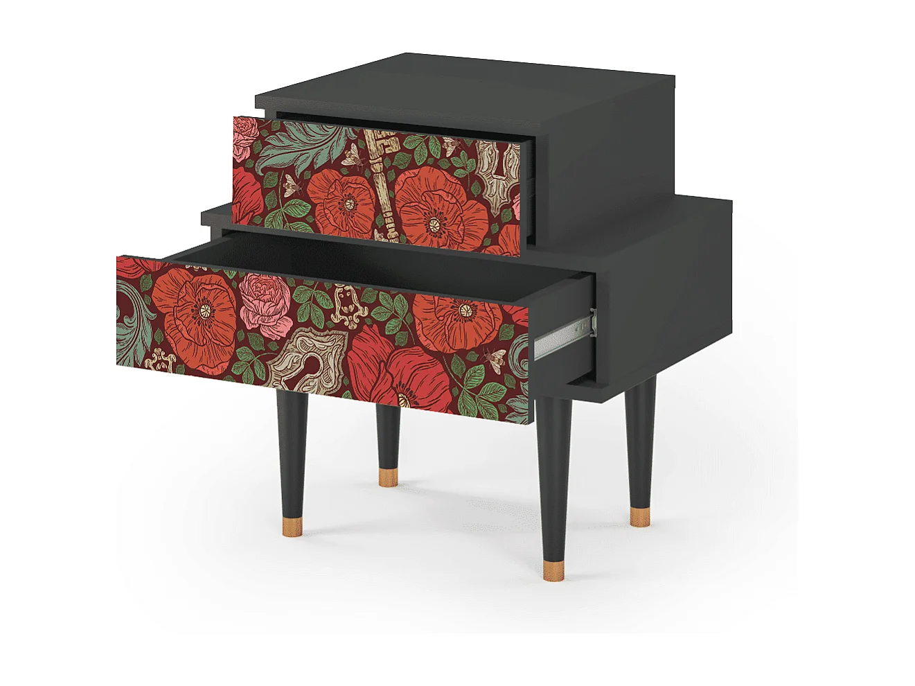 Mesita de noche - 58х58х41 cm - NS1 - Poppy Garden, Antracita