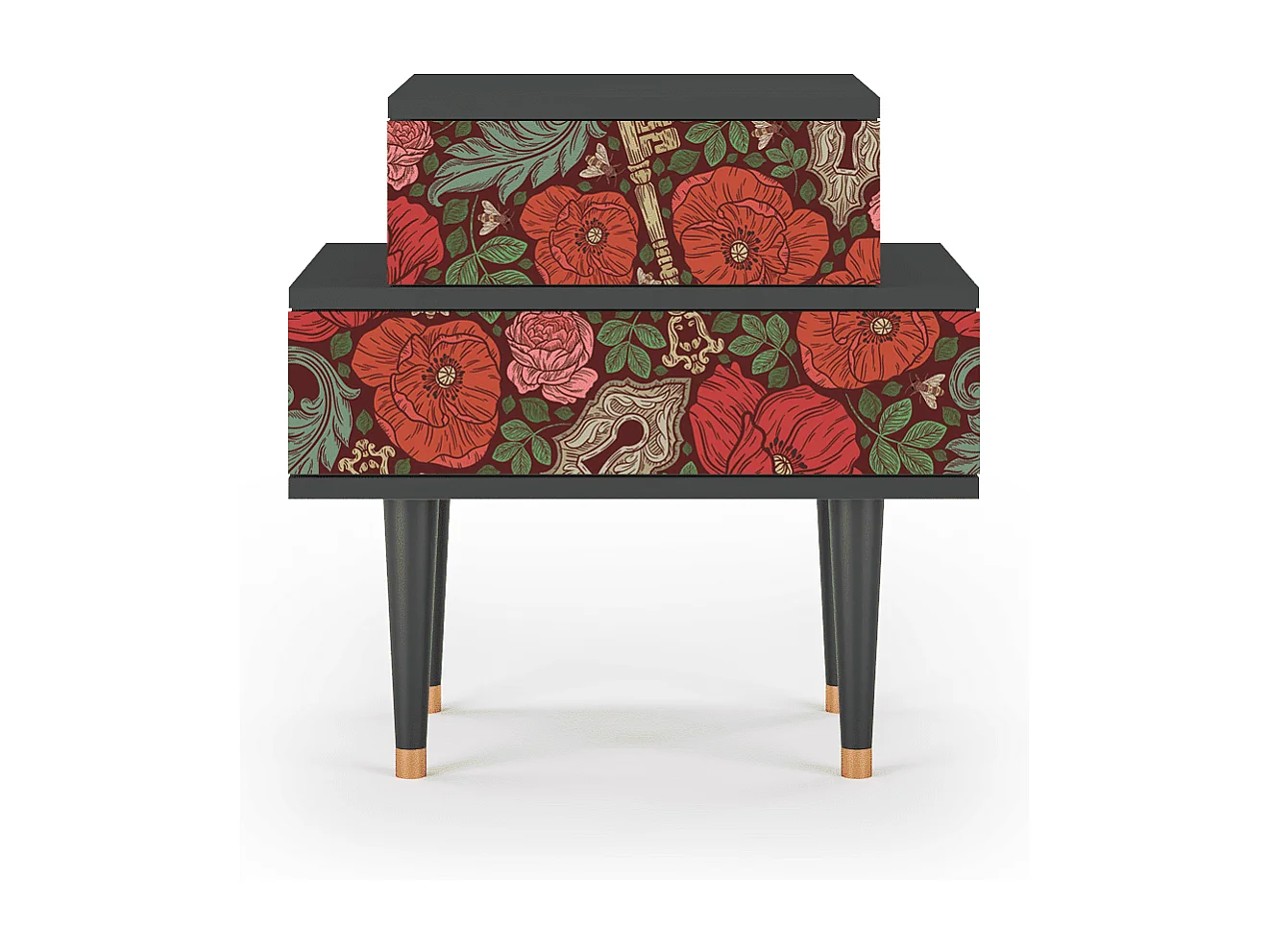 Table de nuit - 58х58х41 cm - NS1 - Poppy Garden, Anthracite