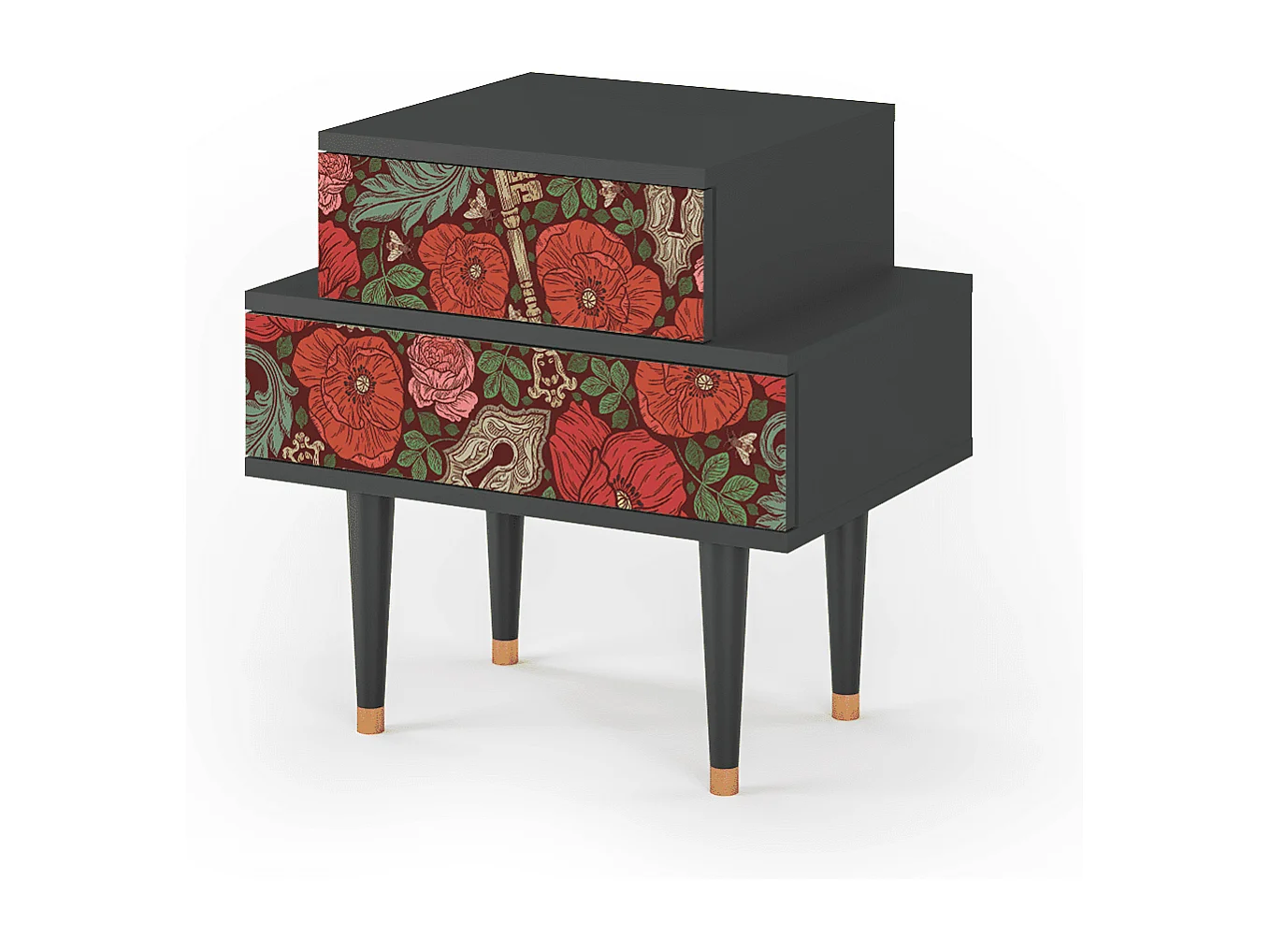 Table de nuit - 58х58х41 cm - NS1 - Poppy Garden, Anthracite