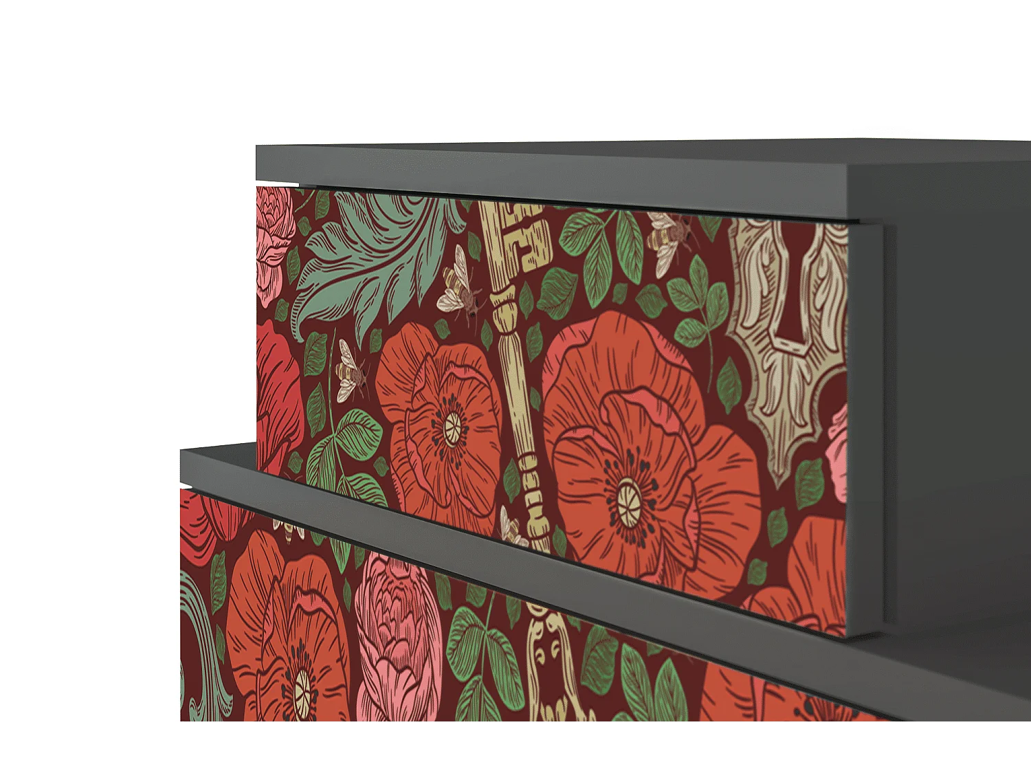 Table de nuit - 58х58х41 cm - NS1 - Poppy Garden, Anthracite