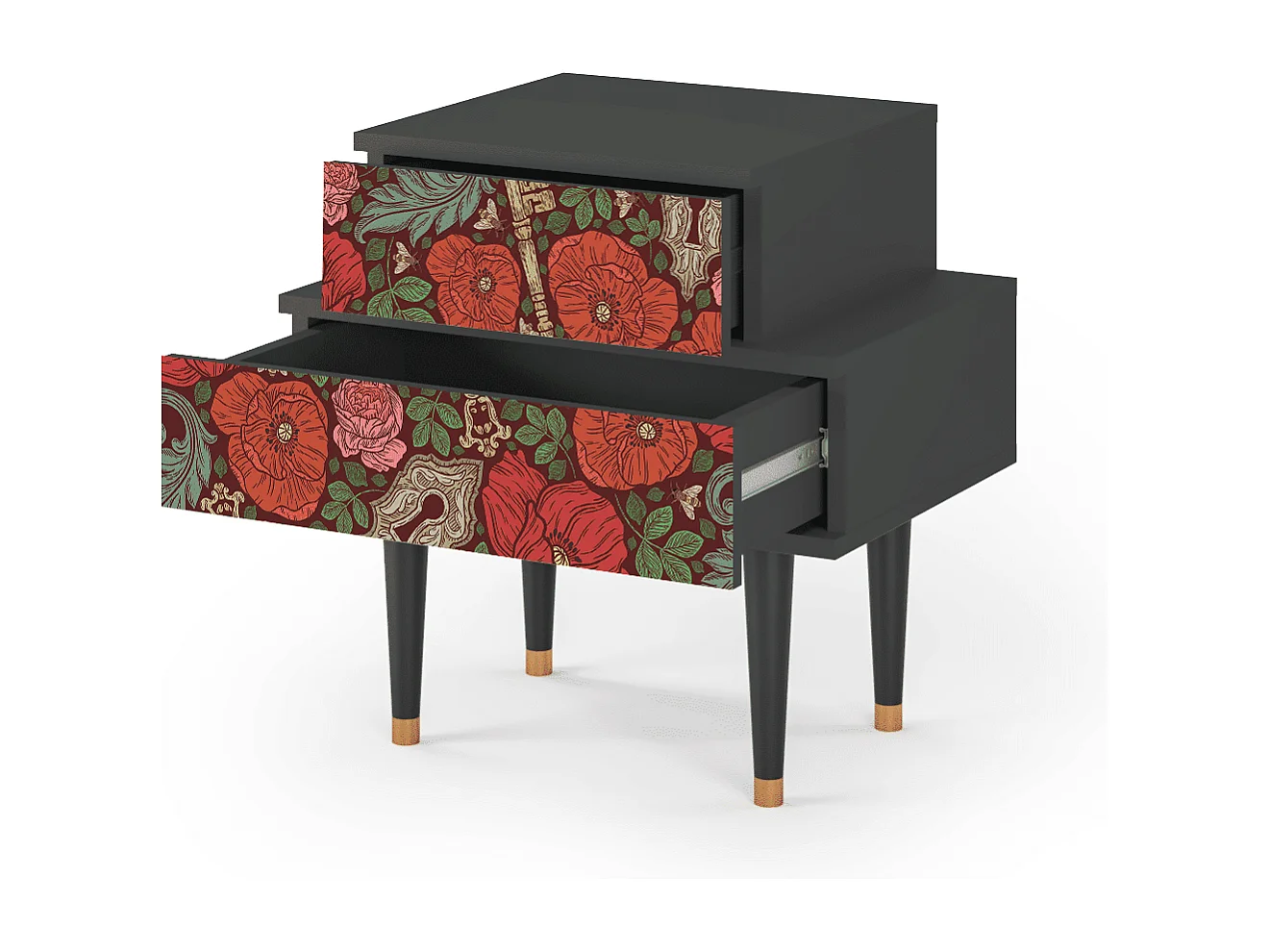 Table de nuit - 58х58х41 cm - NS1 - Poppy Garden, Anthracite