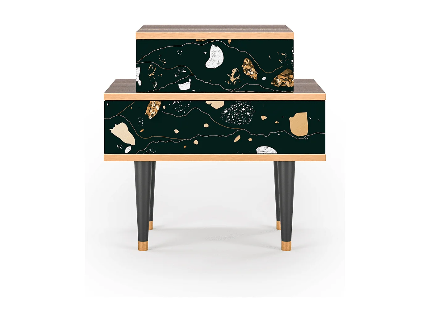 Stolik nocny - 58х58х41 cm - NS1 - Space Rocks, Orzech