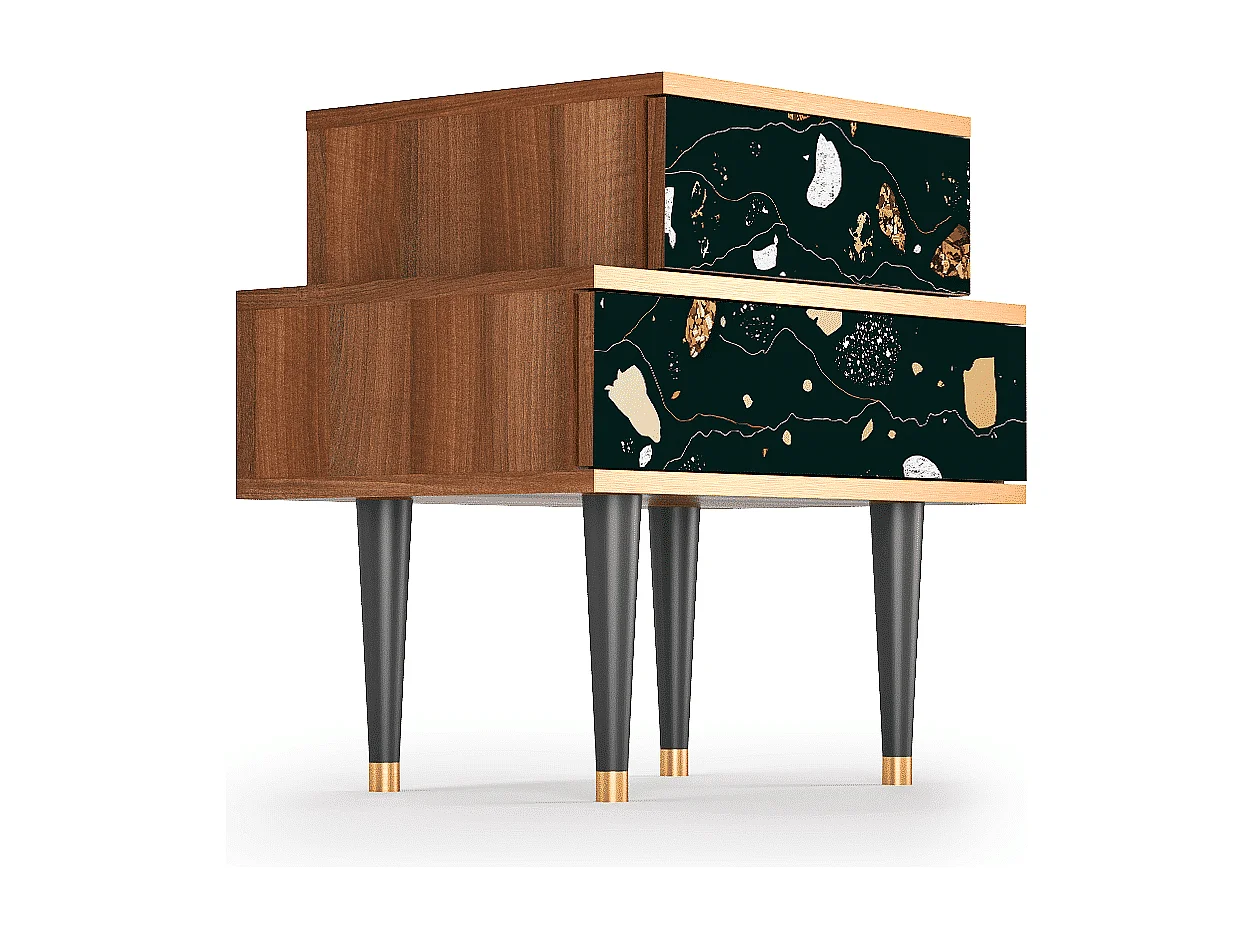 Stolik nocny - 58х58х41 cm - NS1 - Space Rocks, Orzech