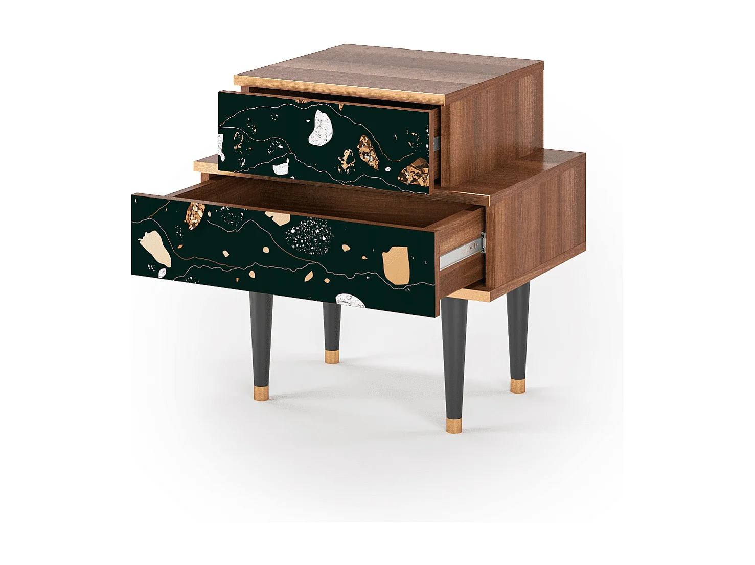 Stolik nocny - 58х58х41 cm - NS1 - Space Rocks, Orzech