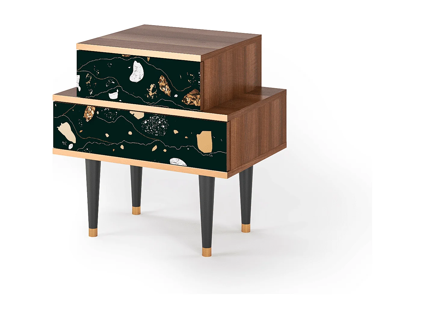 Stolik nocny - 58х58х41 cm - NS1 - Space Rocks, Orzech