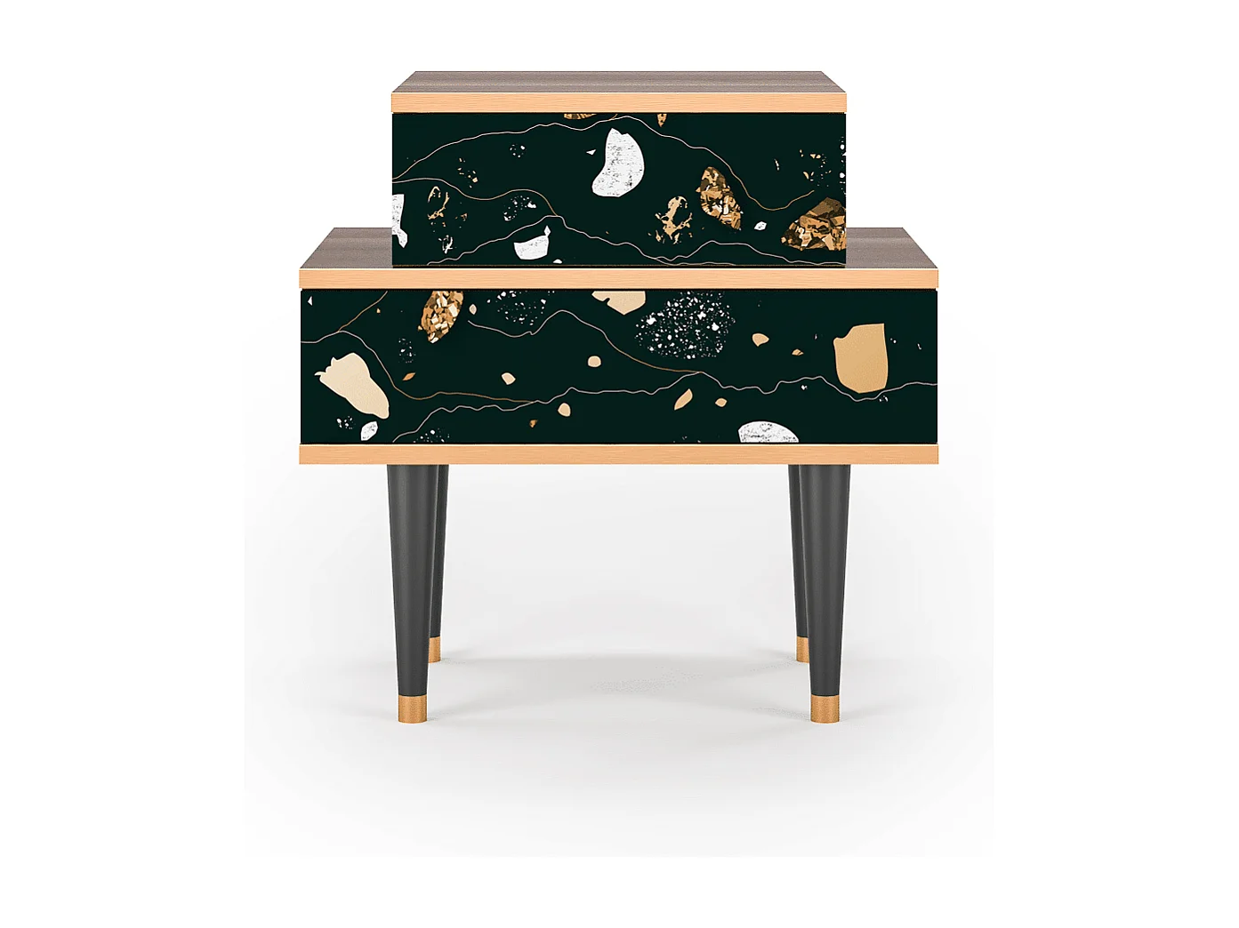 Stolik nocny - 58х58х41 cm - NS1 - Space Rocks, Orzech