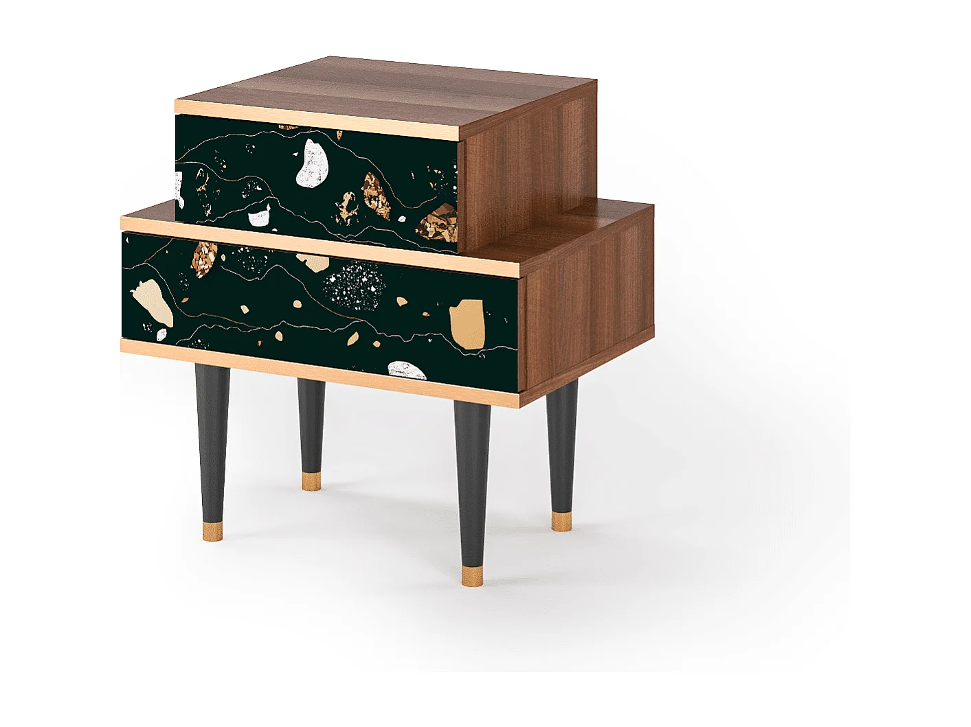 Stolik nocny - 58х58х41 cm - NS1 - Space Rocks, Orzech