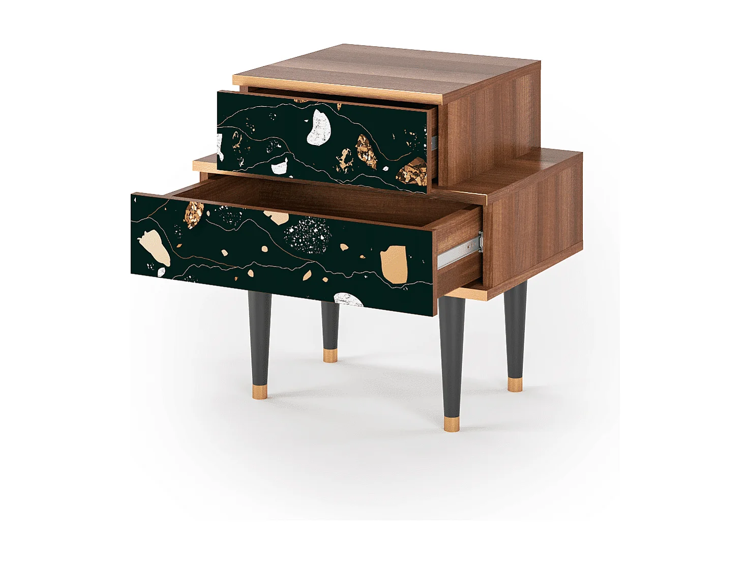 Stolik nocny - 58х58х41 cm - NS1 - Space Rocks, Orzech