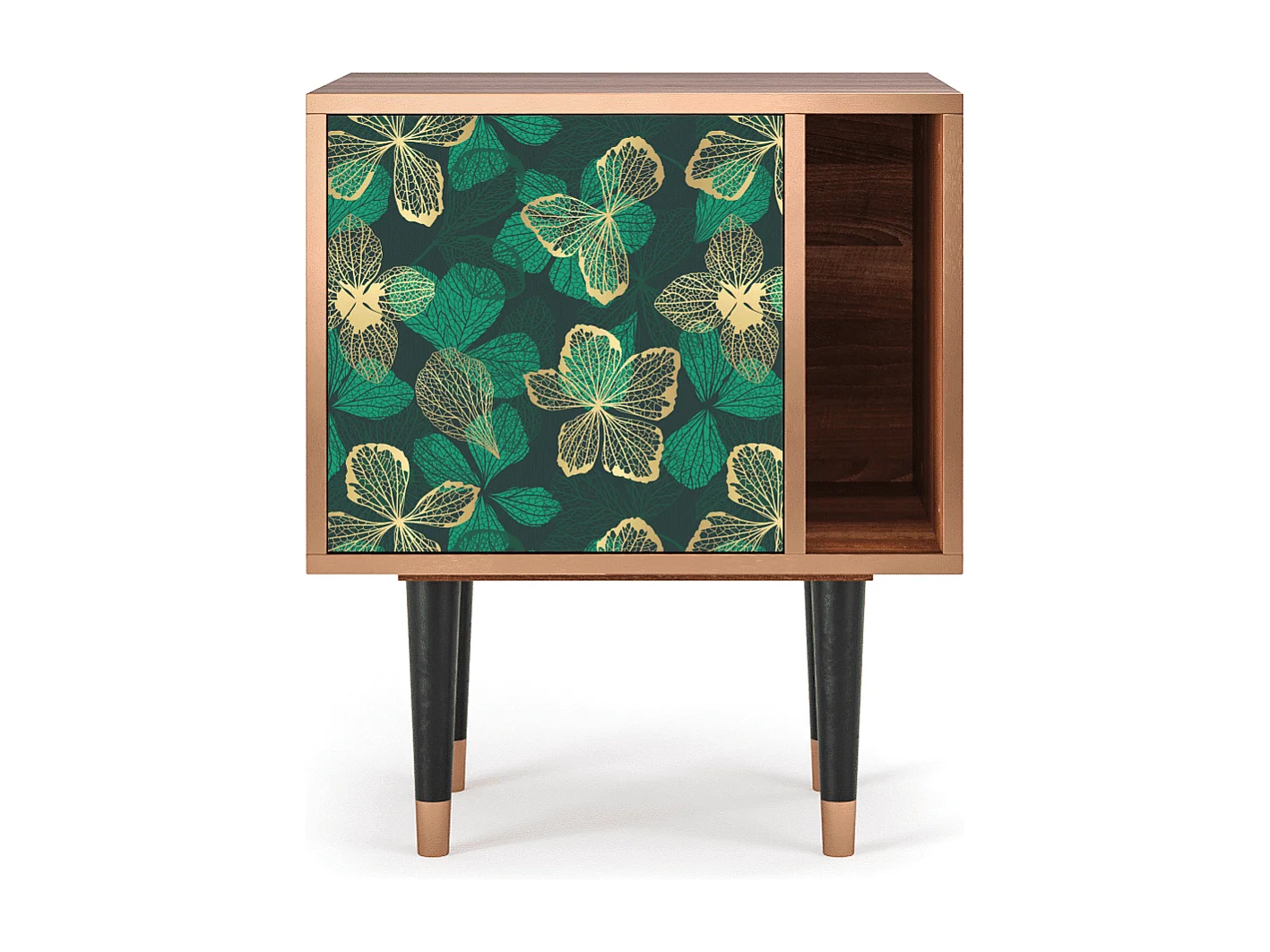 Table de nuit - 57х69х48 cm - S2 - Green Flower, Noyer
