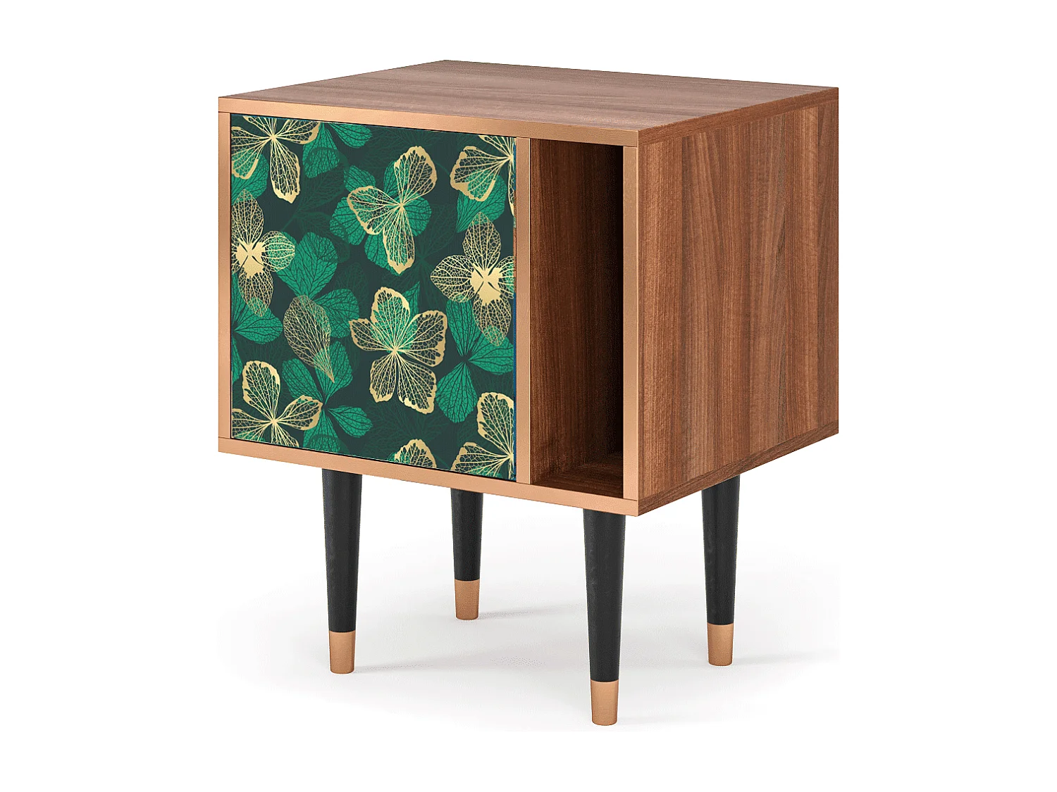 Table de nuit - 57х69х48 cm - S2 - Green Flower, Noyer