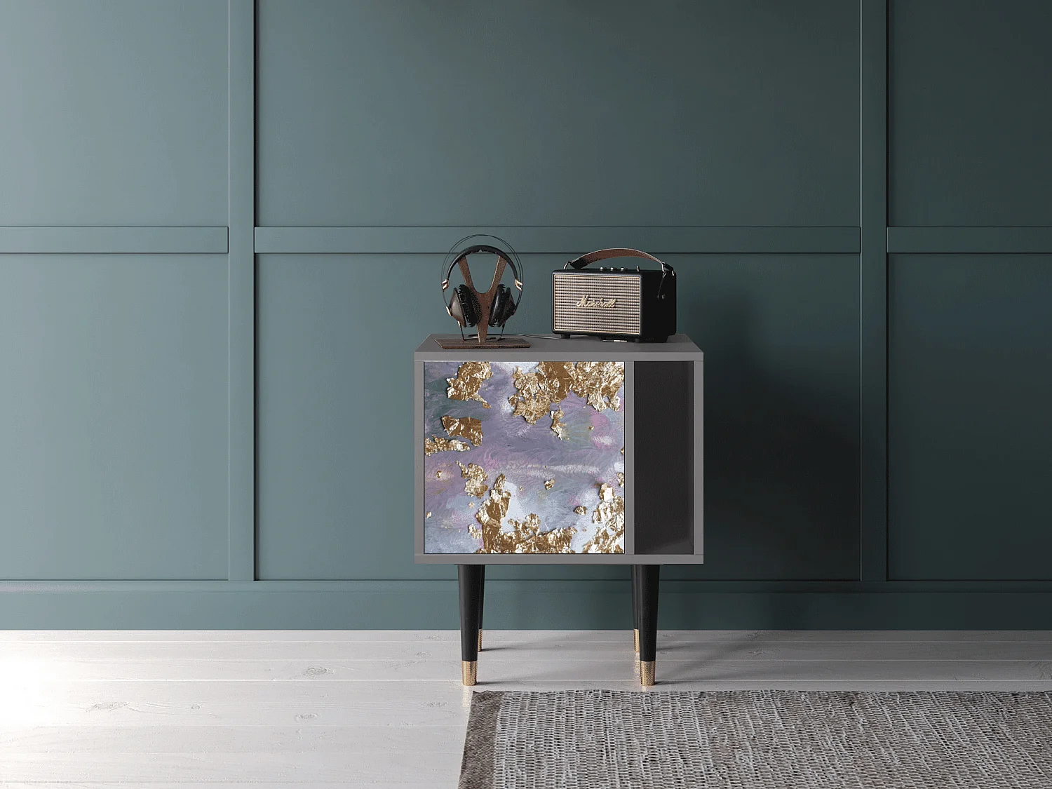 Stolik nocny - 57х69х48 cm - S2 - Planet Earth, Szary