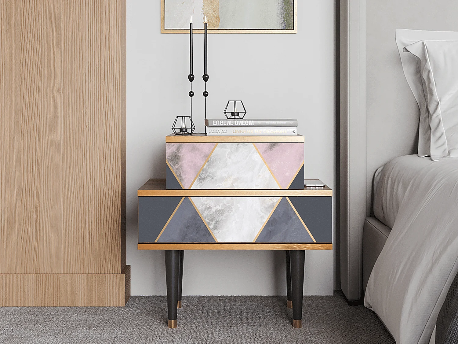 Stolik nocny - 58х58х41 cm - NS1 - Ideal Harmony, Orzech