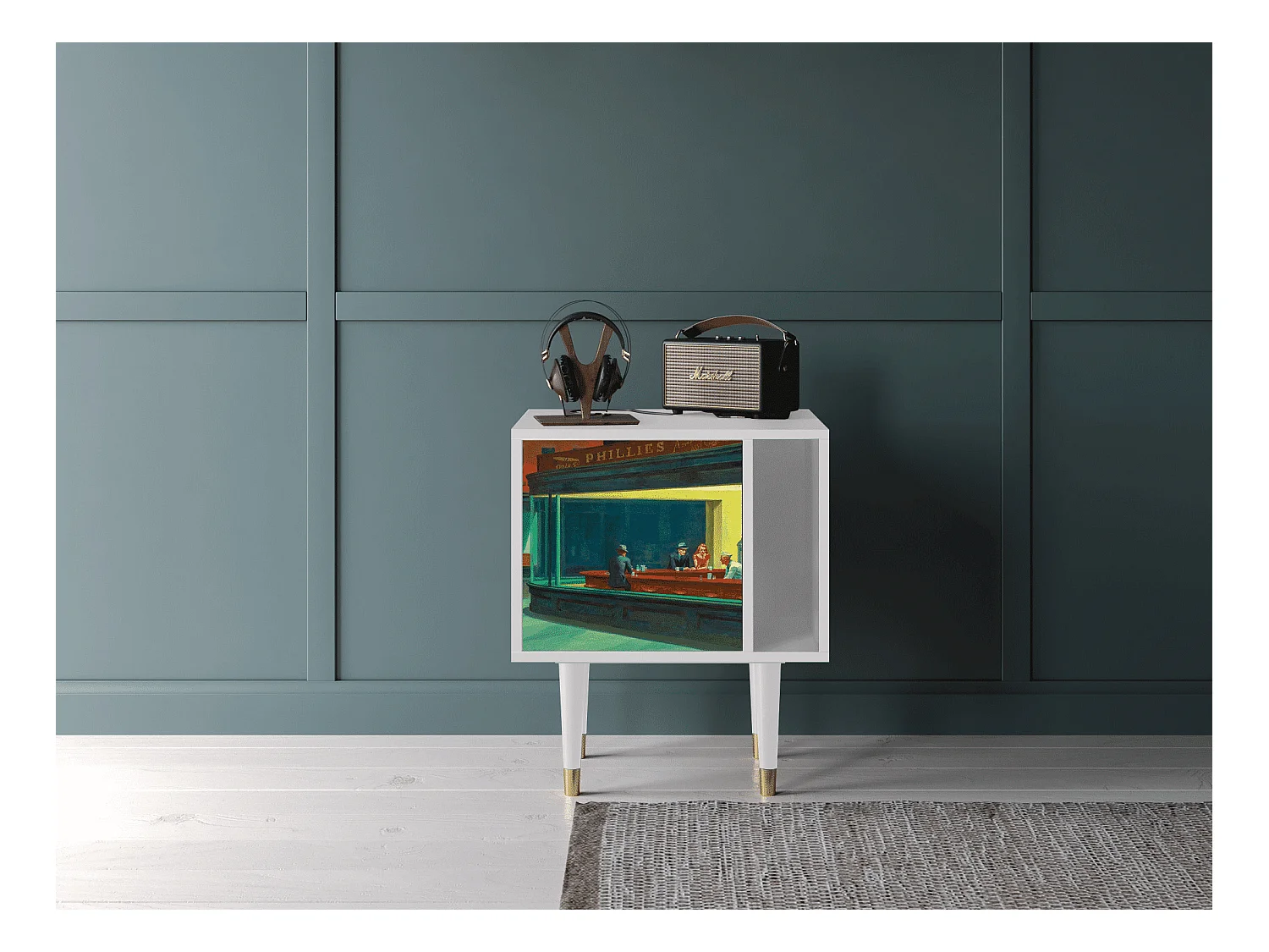 Table de nuit - 57х69х48 cm - S2 - Nighthawks by Hopper, Blanc