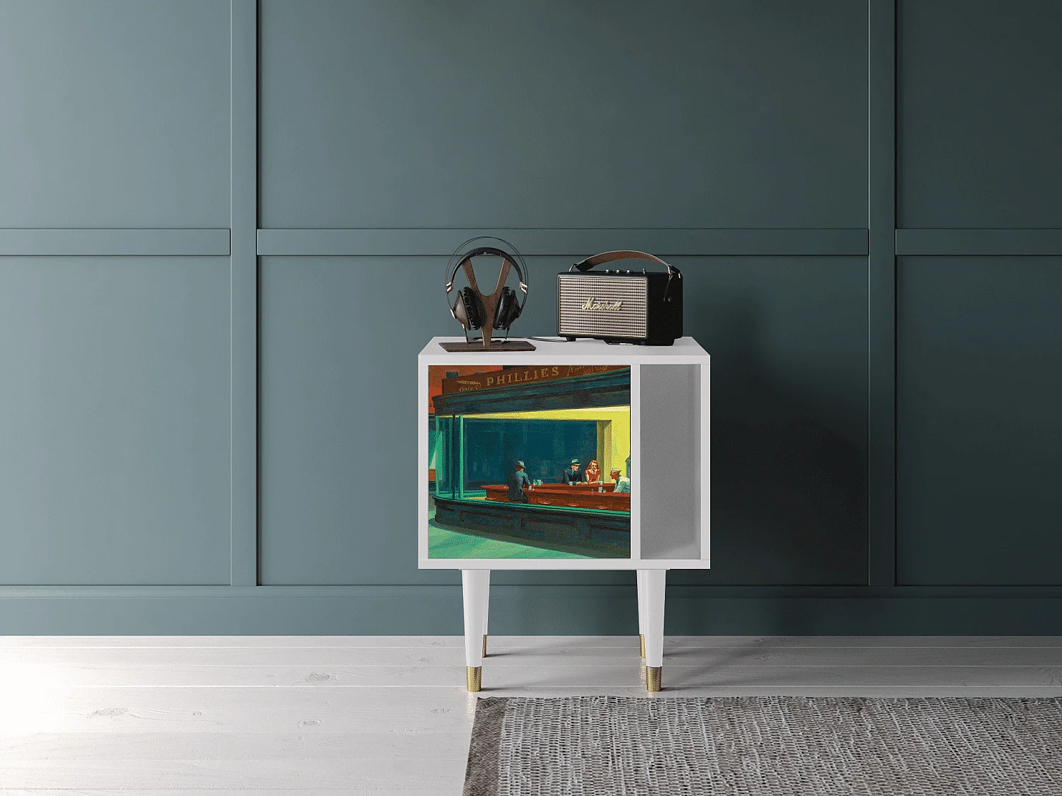 Table de nuit - 57х69х48 cm - S2 - Nighthawks by Hopper, Blanc