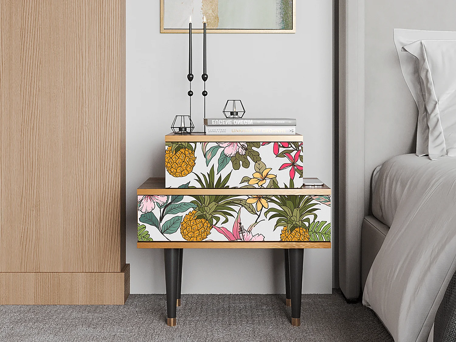 Table de nuit - 58х58х41 cm - NS1 - Estival Fruit, Noyer