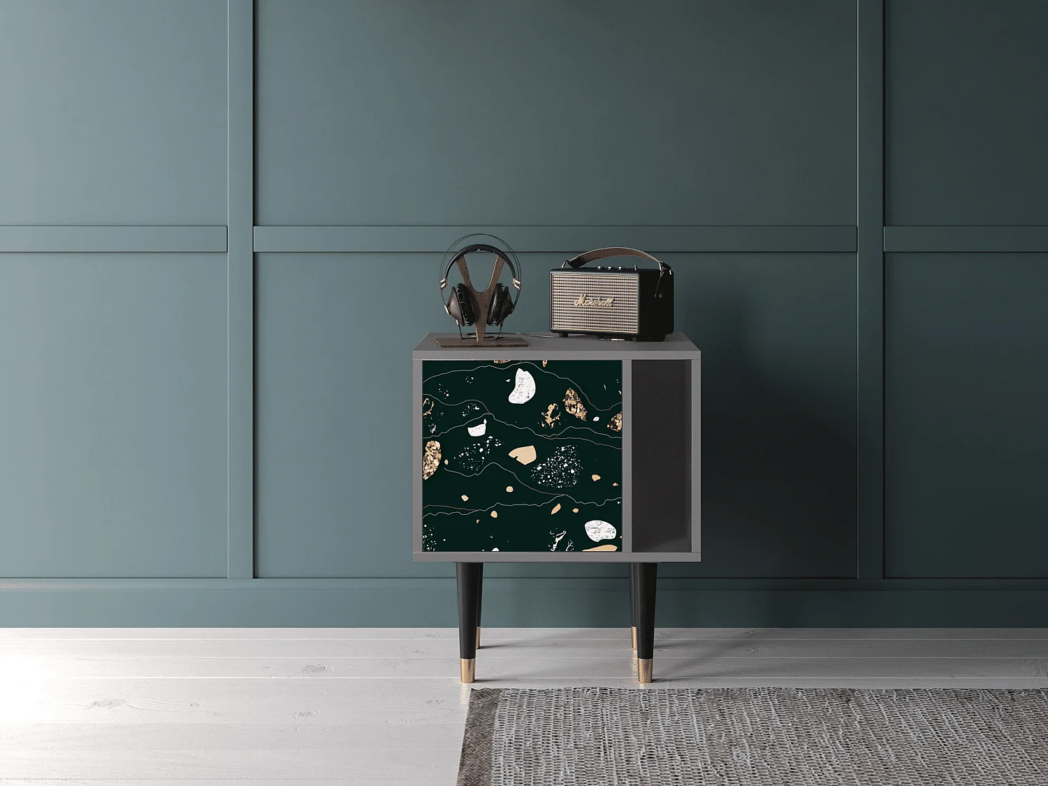 Stolik nocny - 57х69х48 cm - S2 - Space Rocks, Szary