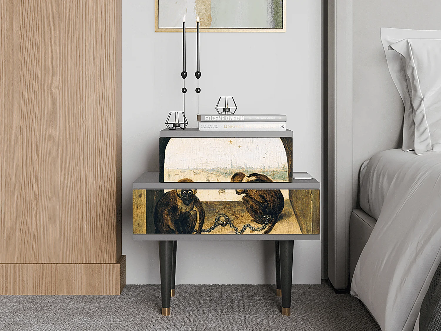 Stolik nocny - 58х58х41 cm - NS1 - Two Monkeys, Szary