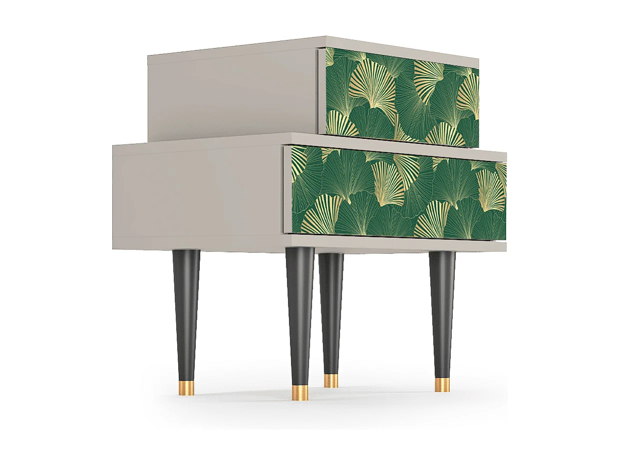 Stolik nocny - 58х58х41 cm - NS1 - Gold Ginkgo, Piaskowy