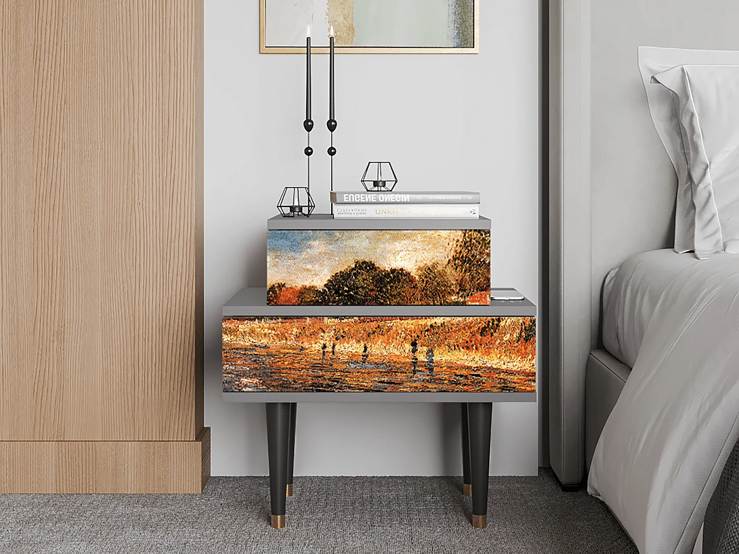 Table de nuit - 58х58х41 cm - NS1 - The Banks, Gris