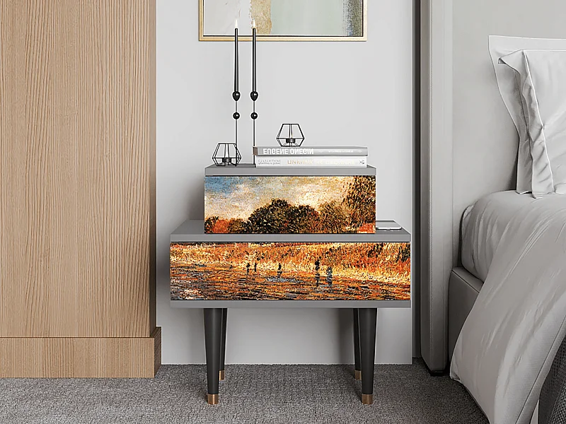 Stolik nocny - 58х58х41 cm - NS1 - The Banks, Szary