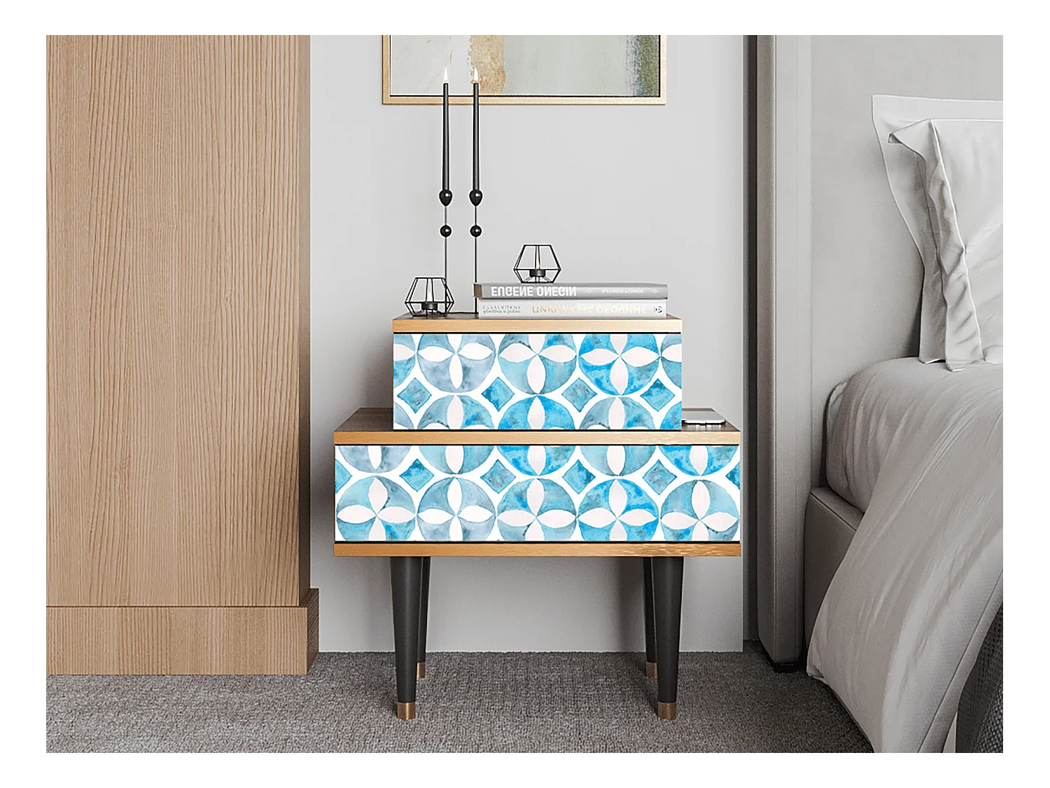Table de nuit - 58х58х41 cm - NS1 - Porto Mood, Noyer