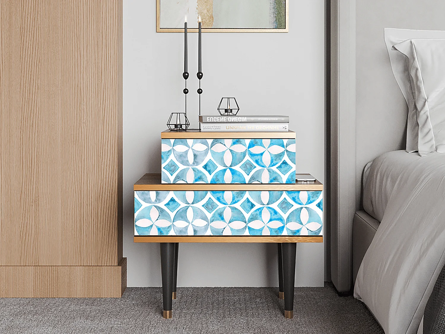 Table de nuit - 58х58х41 cm - NS1 - Porto Mood, Noyer