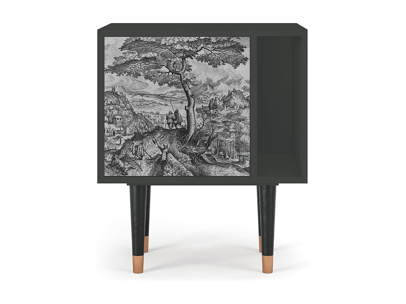 Nachtkastje - 57х69х48 cm - S2 - Milites Requiescentes, Antraciet