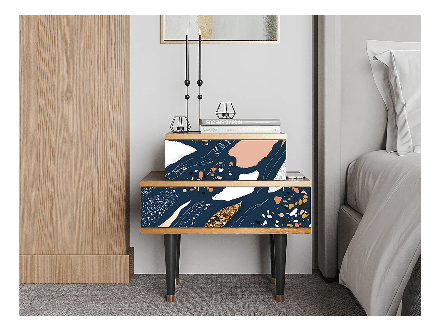 Table de nuit - 58х58х41 cm - NS1 - Nude Iceberg, Noyer