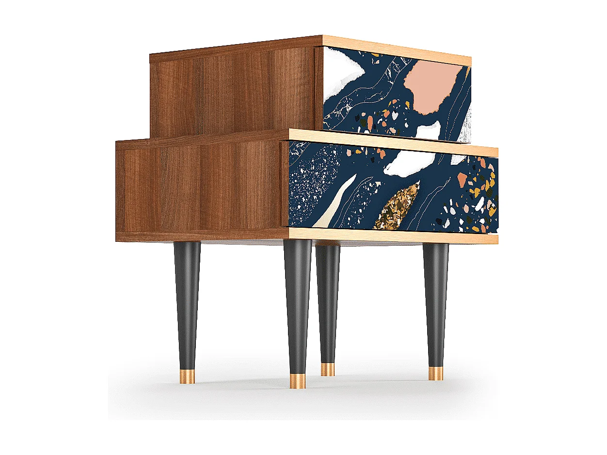 Stolik nocny - 58х58х41 cm - NS1 - Nude Iceberg, Orzech