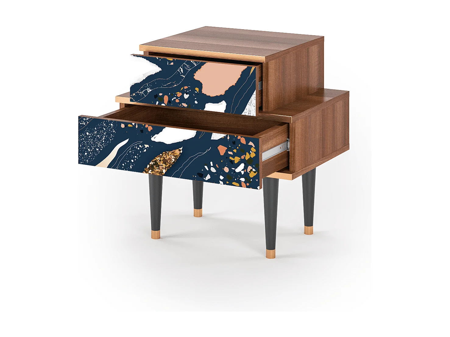 Stolik nocny - 58х58х41 cm - NS1 - Nude Iceberg, Orzech