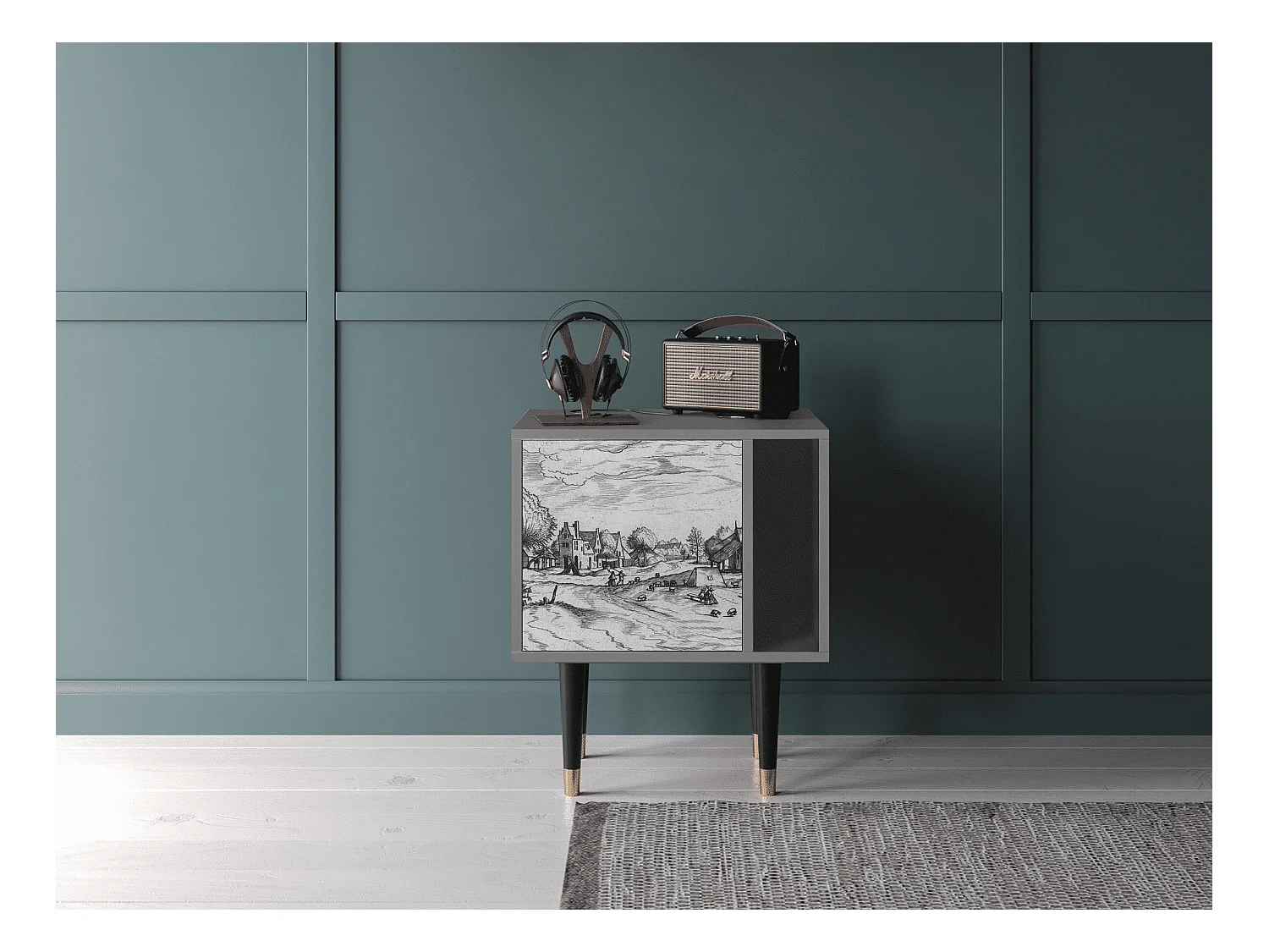 Nachttisch - 57х69х48 cm - S2 - Country Village, Grau