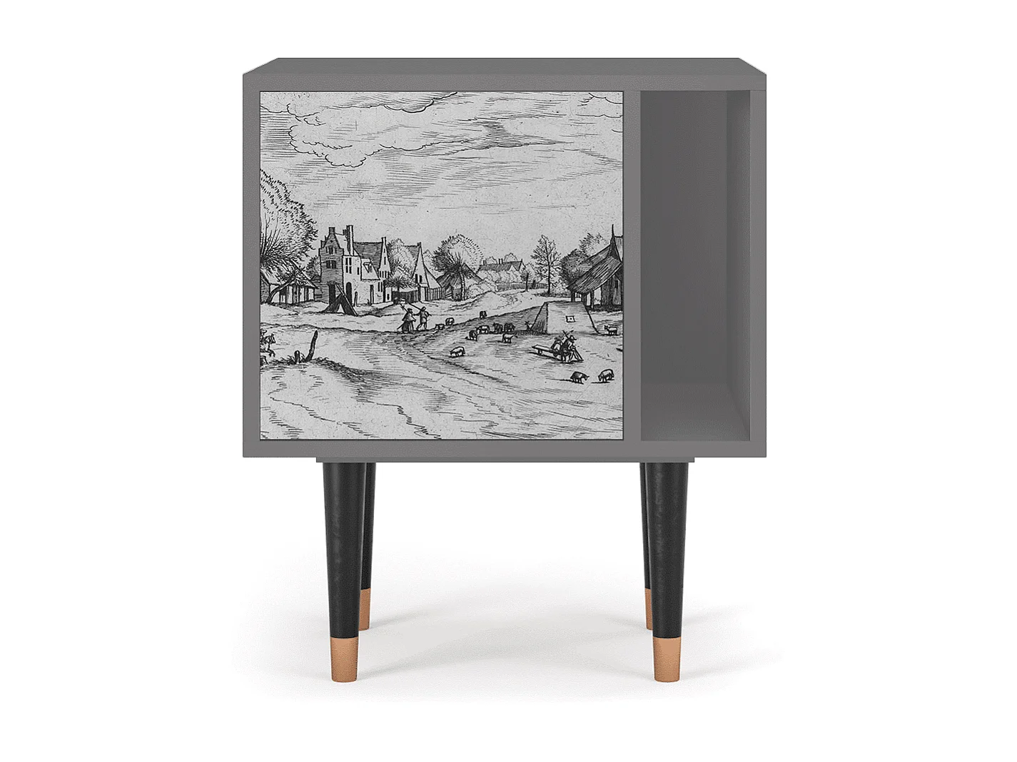 Table de nuit - 57х69х48 cm - S2 - Country Village, Gris