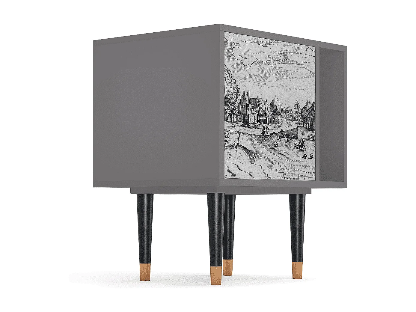 Nachtkastje - 57х69х48 cm - S2 - Country Village, Grijs