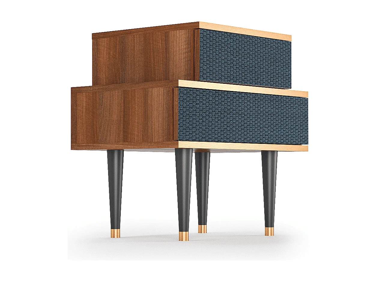 Stolik nocny - 58х58х41 cm - NS1 - Knitted Pattern, Orzech