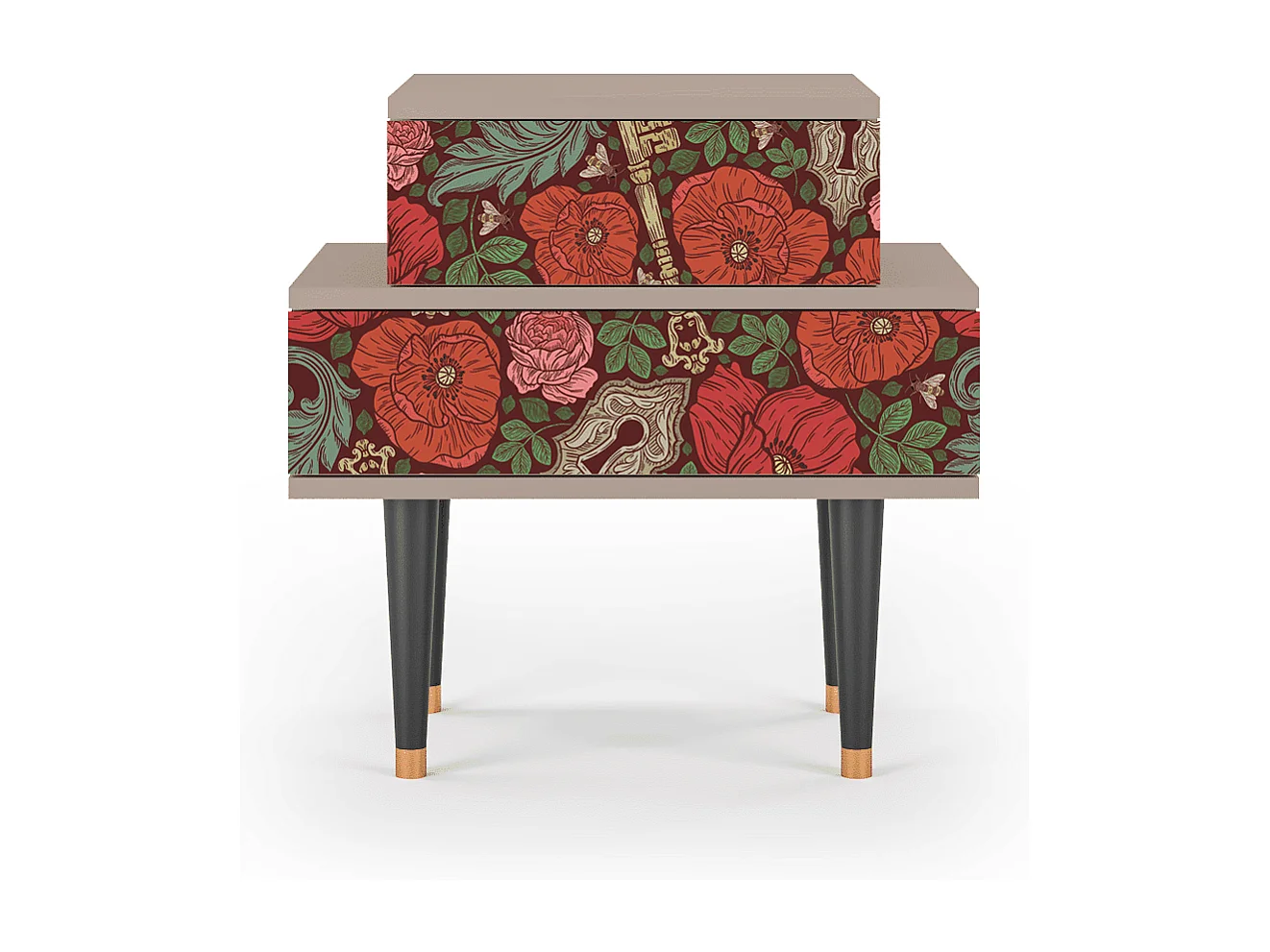 Table de nuit - 58х58х41 cm - NS1 - Poppy Garden, Latte